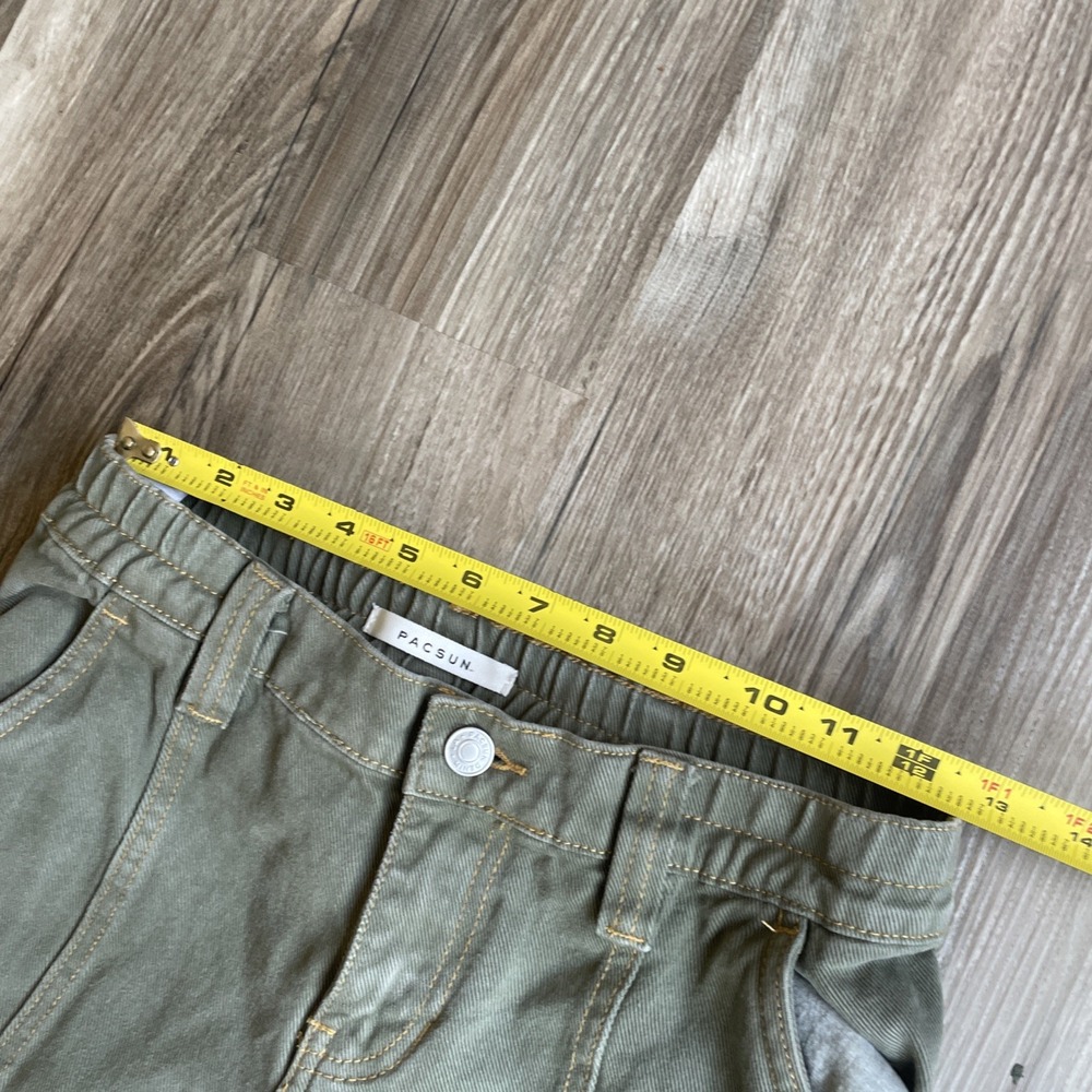 PacSun Low Rise Puddle Cargo Pants Olive Green XS Wide Leg Utility Skater Y2K - Picture 6 of 6